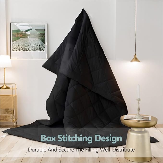 Cozynight Soft California King Size Comforter Duvet Insert-Lightweight Down Alternative Comforter-Fluffy & Breathable & Machine Washable Diamond Stitching (Black,102"x96")