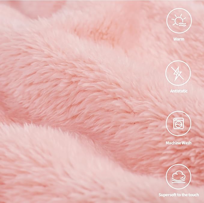 Plush Fleece Throw Blanket for Couch and Bed, Fluffy Fuzzy Cozy Lightweight Soft Blankets All Season Use (40x50 Inches,Pink)