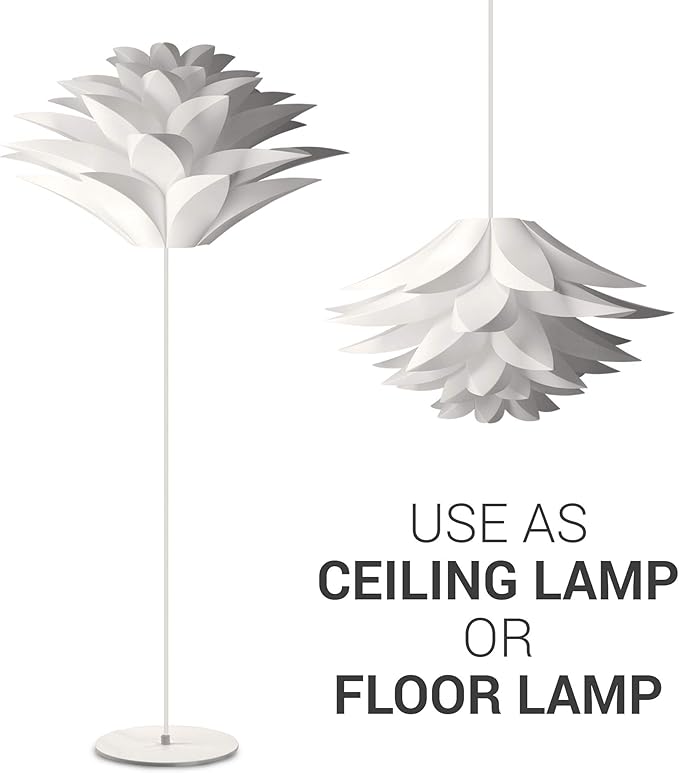 kwmobile Puzzle Pendant Lamp Shade (Pack of 2) - Lotus Flower DIY Lampshade Kit for Hanging Ceiling Light or Floor Lamp - Diameter 20" (50cm) - White