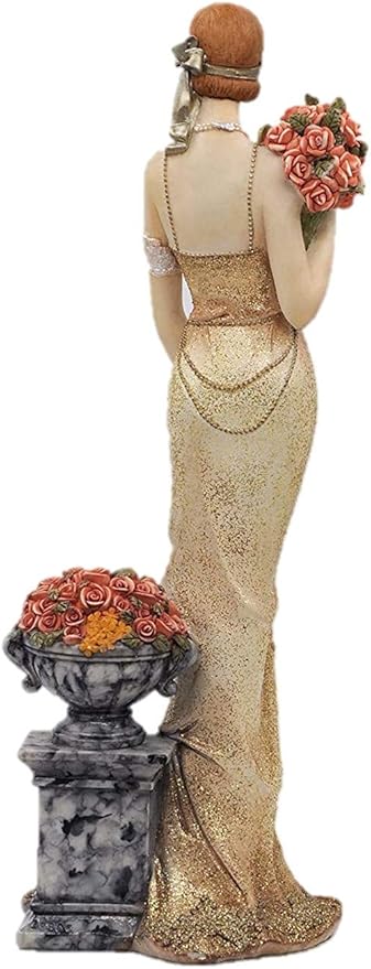 Comfy Hour Glamour Elegance Victorian Style Lady Collection Luxury Lady with Flower Resin Art Figurine, 13-inch Height