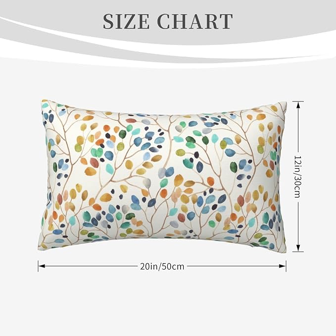 Spring Floral Lumbar Pillow Covers 12x20 Inch Set of 2 Colorful Leaves Throw Pillow Cover Vintage Plant Flower Pillowcase Cushion Cases for Home Couch Bed Sofa
