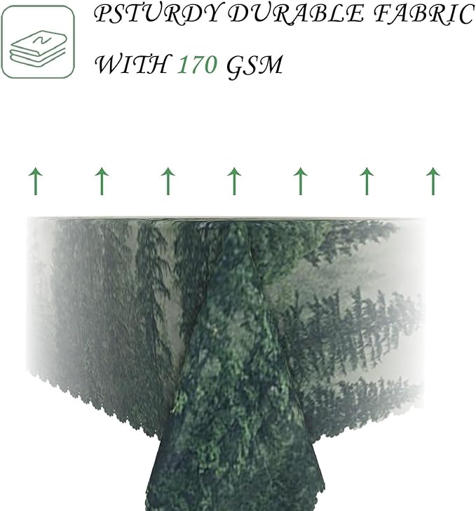 54x108 Inch Nature Scenery Rectangular Tablecloth Foggy Wild Forest Mysterious Secret Realm Table Cloth Waterproof Durable Table Cover for Home Game Room Banquet Picnic Outdoor BBQ Decor