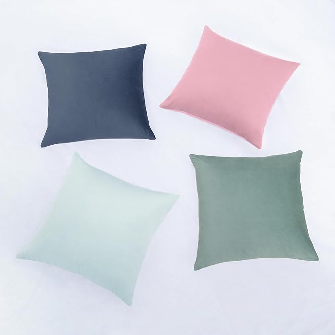 MONDAY MOOSE Decorative Throw Pillow Covers Cushion Cases, Set of 4 Soft Velvet Modern Designs, Mix and Match for Home Decor, Pillow Inserts Not Included (20x20 inch, Pink/Blue)