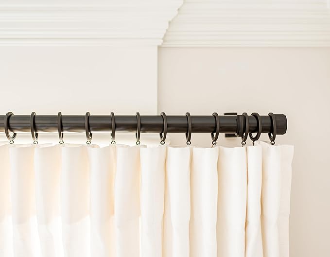 BlastHome® Luxury Curtain Rings – Premium Metal with Quiet, Smooth Nylon Inserts – Pinhooks and Clips Included – 1 1/2" Inside Diameter – 18 Rings for Two Standard Curtains – Brushed Dark Brown