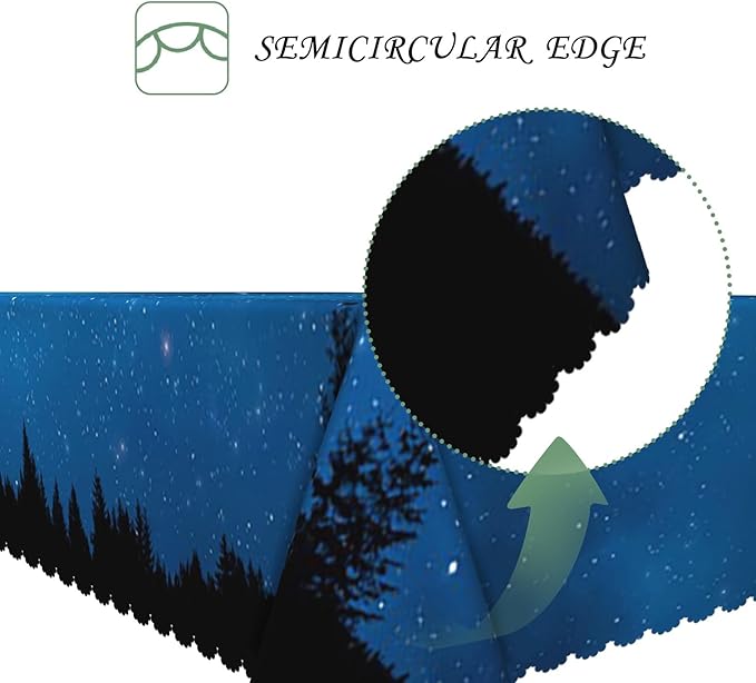 52x70 Inch Nature Rectangular Tablecloth Starry Sky Black Forest Table Cloth Waterproof Durable Table Cover for Picnic Indoor Home Gaming Room Decor
