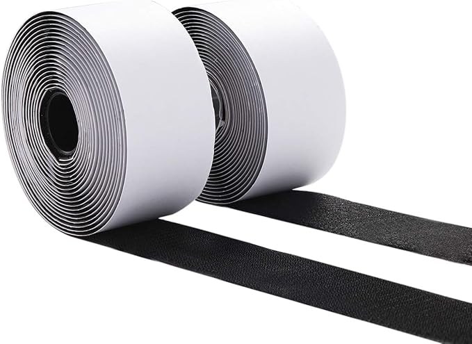 2 Inch Wide Hook and Loop Tape, Excellent Grip, Strong Adhesive Back，Nylon Self-Adhesive Fastener Strips for Fixing and Hanging, Home School and Office Use (Black, 15 Feet)