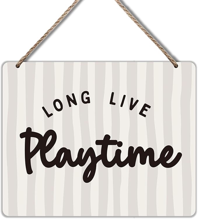 Udinaz Boho Kids Playroom Hanging Sign, Playroom Wall Decor, Long Live Playtime Hanging Wood Plaque Decor for Boys Kids Nursery Bedroom Play Room Wall Door Decorations