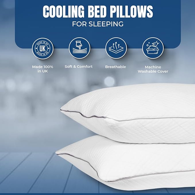Bed Pillows for Sleeping 30x20 Inches – Set of 2 Queen Size Shredded Memory Foam Pillows with Pillowcases, Cooling Hotel Pillow - Hypoallergenic Adjustable Pillow for Side, Back & Stomach Sleepers