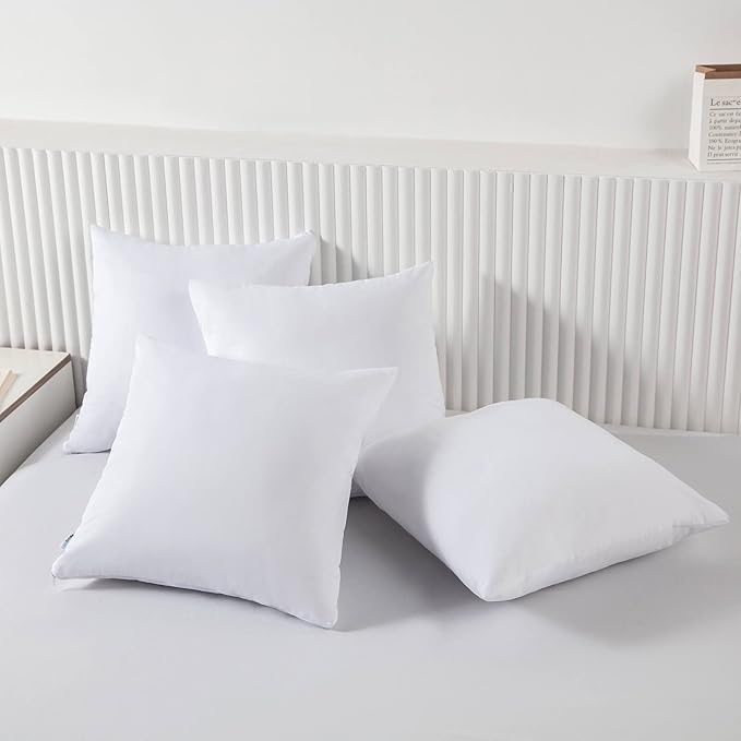 4 Pack Waterproof Down Feather Proof Pillow Protectors with Zipper 20x20 Zippered Pillow Covers for Square Throw Pillow