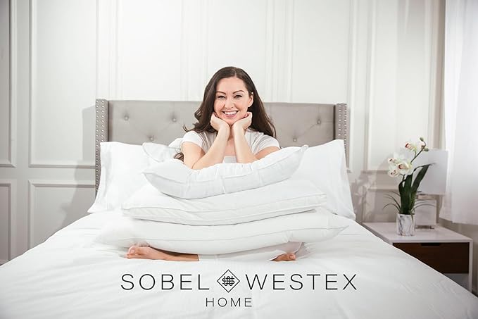 Sobel Westex Sobella Bed Pillow for Sleeping | Side Sleeper for Adults | 300TC 100% Cotton Case | Soft, Machine Washable, Hotel Quality (King Medium)