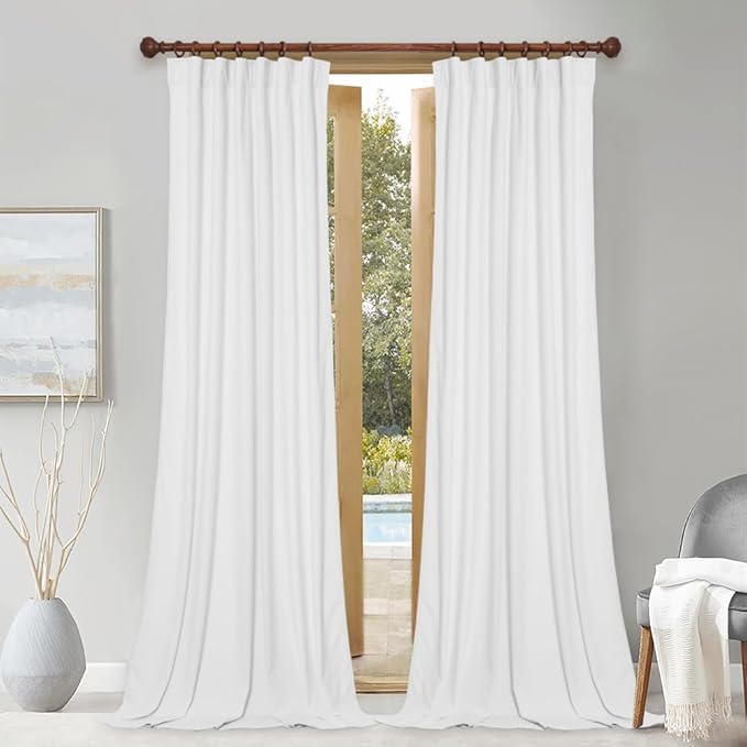 StangH White Velvet Curtains for Bedroom, Super Soft Elegant Home Decor Light Dimming Privacy Protect Window Drapes for Nursery Kids/Dining Room/Patio, W52 x L84, 2 Panels