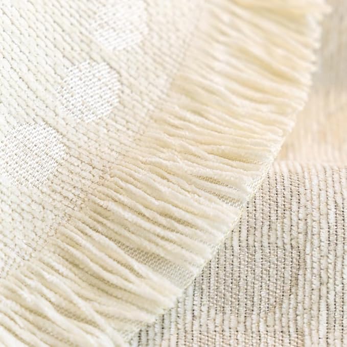 ROOMLIFE Boho White Couch Cover for Dogs, Washable Non Slip Furniture Protector Couch Sofa Covers for 3 Cushion Couch, Soft Chenille Couch Cover Throw Blanket with Tassels 71''X150''