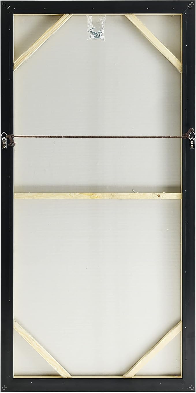 Empire Art Direct Abstract Wall Art Textured Hand Painted Canvas by Martin Edwards, Black Frame, 24" x 48", Snowy Drip 2