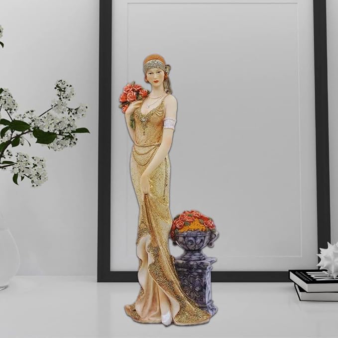 Comfy Hour Glamour Elegance Victorian Style Lady Collection Luxury Lady with Flower Resin Art Figurine, 13-inch Height