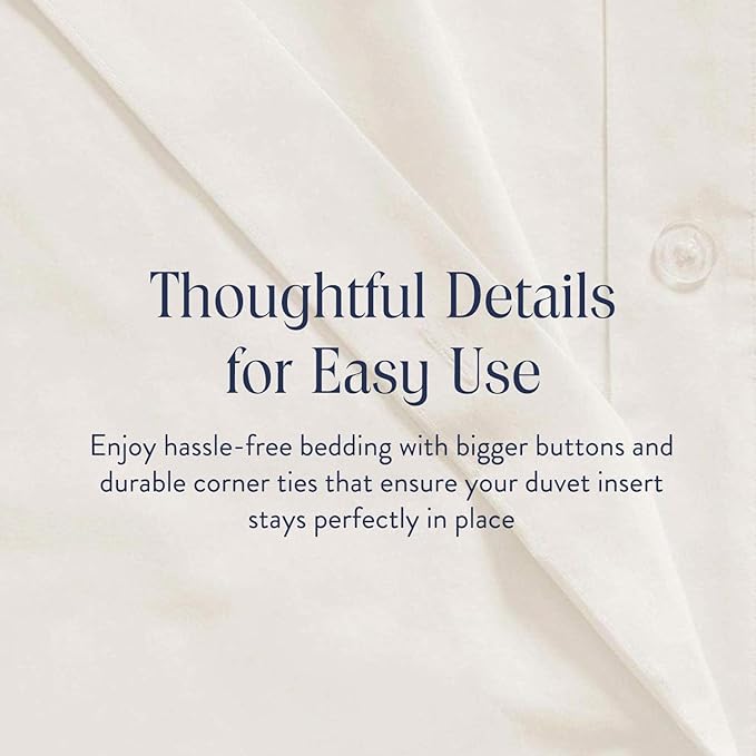 Brooklinen Luxury Sateen Duvet Cover - 100% Cotton, King/California King Size in Cream with Extra-Long Corner Ties and Button Closure - Best King/Cali King Duvet Covers