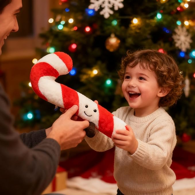 Candy Cane Pillow Christmas Plush Soft Plush Stuffed Candy Cane Decor for Bed, Couch, Kawaii Birthday Gifts for Kids