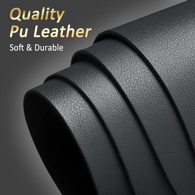 Faux Leather Placemats Set,Round PU Dinning Table Mats,Wipeable Easy to Clean Stain Resistant Heat Resistant Waterproof Place Mats Durable Plate Mats for Table Nordic Style (Black(4Pack))