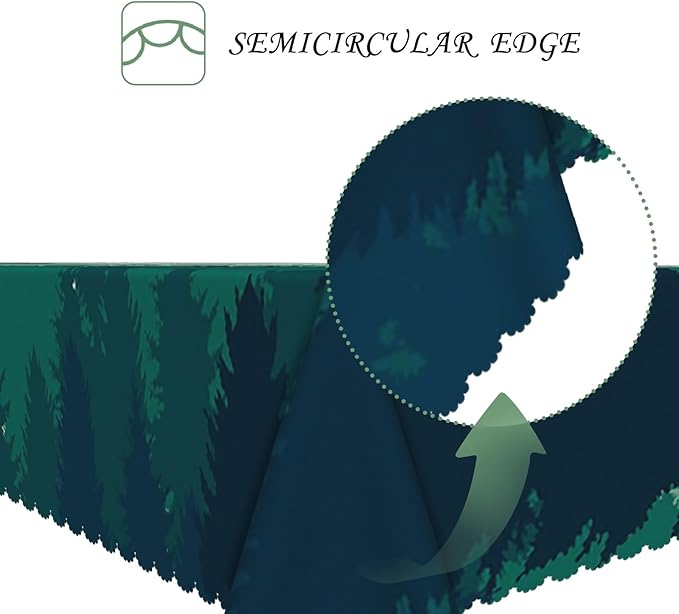 54x70 Inch Nature Rectangular Tablecloth Misty Pine Forest Silhouette Table Cloth Waterproof Durable Table Cover for Party Picnic Indoor Gaming Room Decor