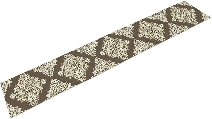 Damask Floral Pattern Table Runner,Brown Beige Distinctive Farmhouse Table Runner for Kitchen Family Dinner Table Holiday Party Farmhouse 13x36in