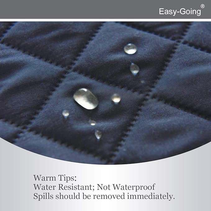 Easy-Going Reversible Loveseat Couch Cover for 2 Cushion Couch Sofa Cover for Dogs Water Resistant Furniture Protector with Foam Sticks Elastic Straps for Pet (Loveseat, Dark Blue/Light Blue)