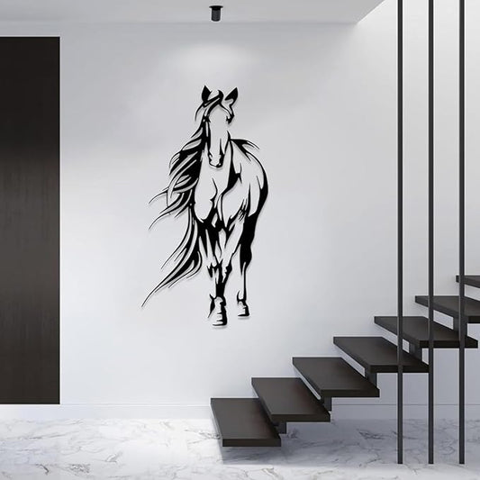 Metal Horse Wall Art, Large Horse Wall Art, Metal Wall Art Wildlife, Bucking Horse Decor, Horse Metal Sign, Horse Statues Home Decor, Rustic Farmhouse Decor, Horse Lovers Gifts (Black, 30"x16"/76x40cm)