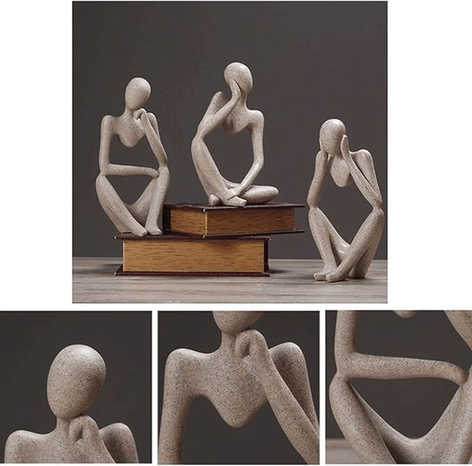 Thinker Statues And Sculptures, Sandstone Resin Thinker Statue Ornaments, Abstract Style Sculptures, Housewarming Gifts, Housewarming Decorations, Living Room Dining Desk Decorations (Right, Small)