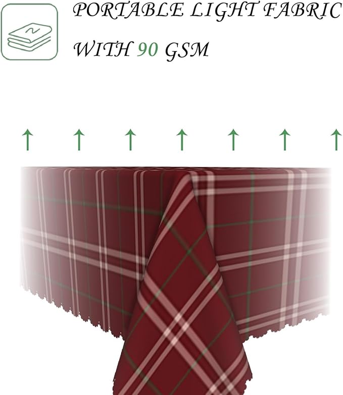 70x90 Inch Christmas Theme Rectangle Tablecloth Geometric Checkered Crimson Table Cloth Washable Durable Table Cover for Kitchen Dining Banquet Ugly Christmas Sweater Party Decor