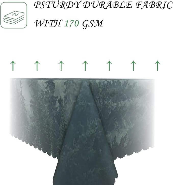 60x120 Inch Nature Rectangular Tablecloth Mystic Mountain Pine Tree Table Cloth Waterproof Durable Table Cover for Holiday Picnic Dinner BBQ Decor