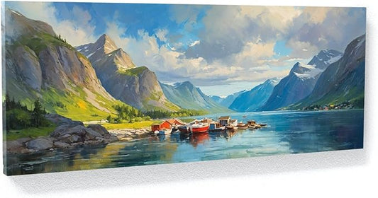 Sense Canvas Scandinavian Summer Fjord Bliss 41 Canvas Art - Home Decor Wall Art Print Poster Painting Small 20x8 / 0.75"