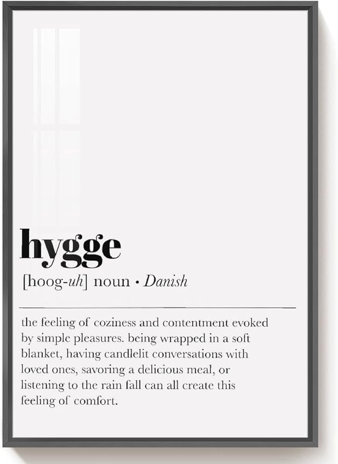 RFDER Hygge Definition Print Living Room Decor Zen Wall Art Print Minimalist Poster Home Decor Wall Art Poster Wall Art Bedroom Decor Office Room Kitchen Decor Aluminum Black-style 12x16inch(30x40cm)