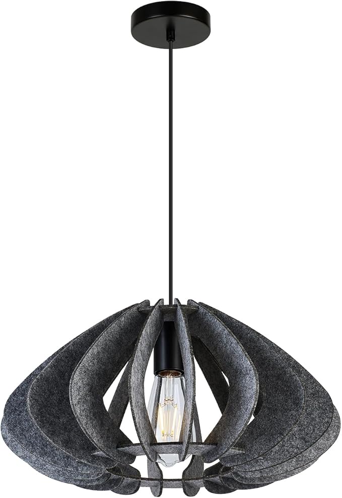 Pendant Light with Felt Lampshade, Modern Hanging Lamp Fixture, DIY Acoustic Pendant Light Chandeliers for Kitchen Island, Living Room, Dining Room, Bedroom, Office (D15.7"x8.3")