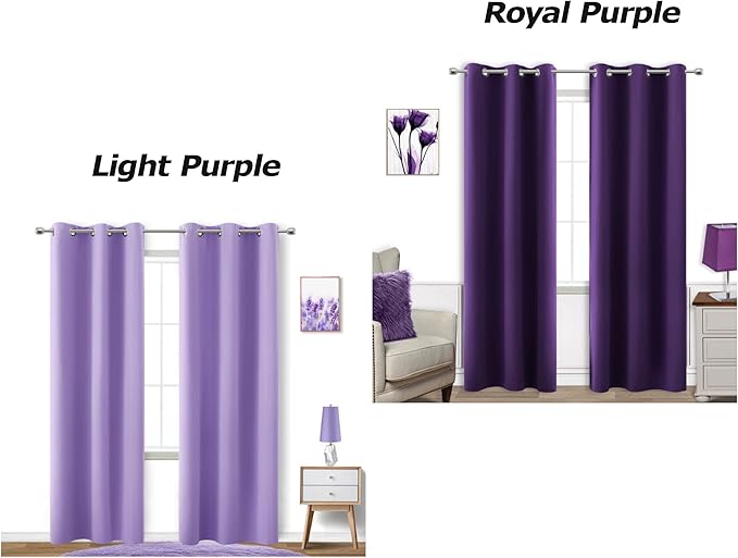 KOUFALL Lavender Curtains for Bedroom Girls 2 Panels Set Blackout Light Blocking Thermal Insulated Curtains for Teen Room Dorm Violet Lilac Purple 42 x 63 Inch Length