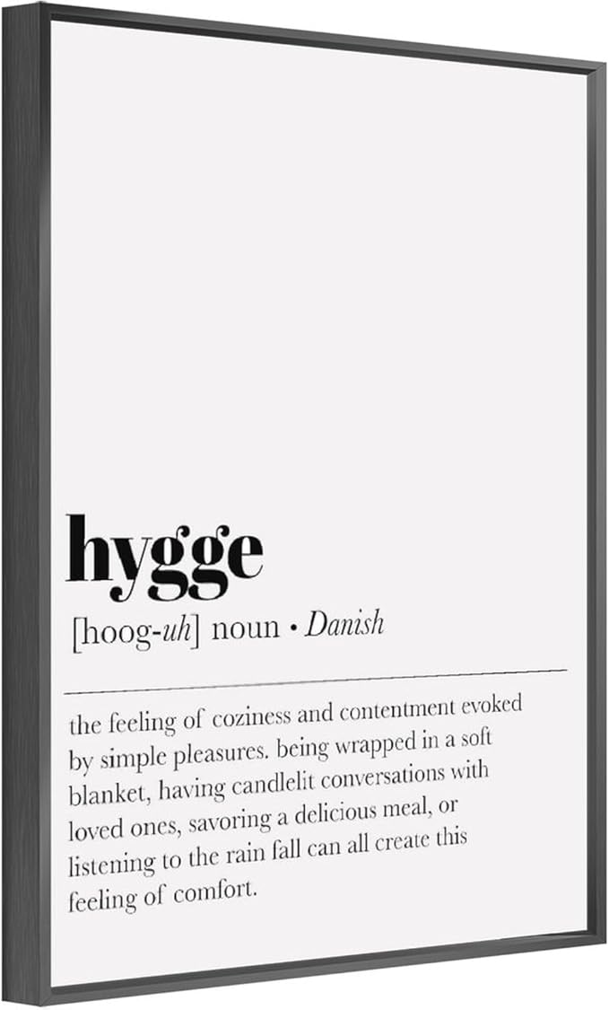 RFDER Hygge Definition Print Living Room Decor Zen Wall Art Print Minimalist Poster Home Decor Wall Art Poster Wall Art Bedroom Decor Office Room Kitchen Decor Aluminum Black-style 12x16inch(30x40cm)