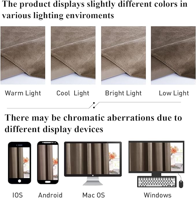 StangH 63 inches Taupe Velvet Curtains- Room Darkening Solid Drapes Thermal Insulating for Kitchen, Privacy Protect Bedroom Curtains Elegant Home Decor for Study/Laundry, W52 x L63, 2 Panels