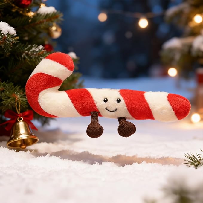Candy Cane Pillow Christmas Plush Soft Plush Stuffed Candy Cane Decor for Bed, Couch, Kawaii Birthday Gifts for Kids