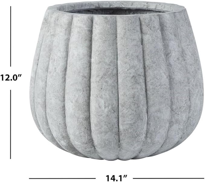 SAFAVIEH Outdoor Collection Kaston Light Grey Concrete Planter (Fully Assembled)