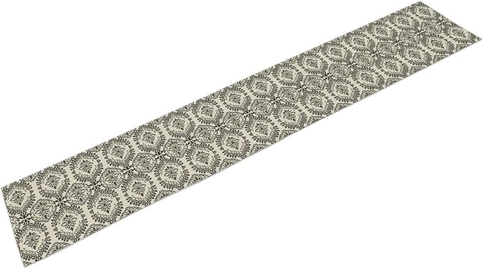 Moroccan Patterned Table Runner Black Beige Geometric Table Runner for Kitchen Dining Party Decor 13x120in