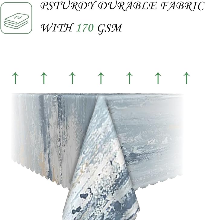 60x120 Inch Modern Abstract Art Rectangular Tablecloth Blue Gray Textured Brushstroke Grunge Table Cloth Waterproof Durable Table Cover for Kitchen Dining Artistic Home Party Studio Decor