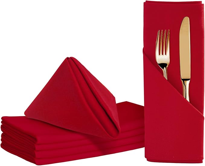 BALCONY & FALCON Cotton Cloth Napkins 6 Pack Red Square Soft Absorbent Washable 20 x 20 inches Napkins for Restaurant Weddings Holidays Family Dinners Hotels Gatherings