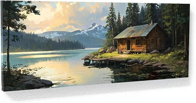 Sense Canvas Scandinavian Tranquil Forest 17 Canvas Art - Home Decor Wall Art Print Poster Painting Small 20x8 / 1.5"