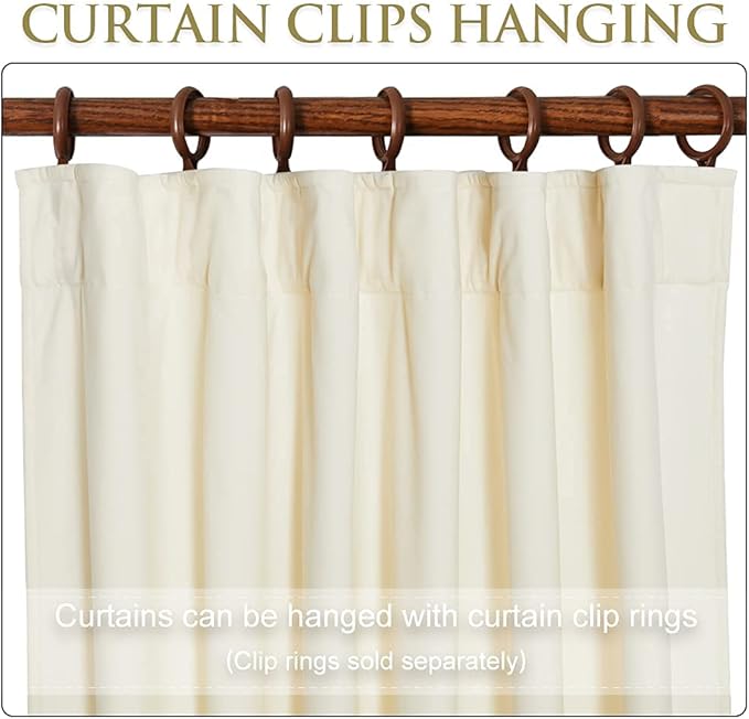 StangH Extra Long Ivory White Velvet Curtains - Luxury Room Darkening Window Drapes Backdrops for Party, Privacy Protect Sliding Door Curtains for Living Room, W52 x L108, 2 Panels