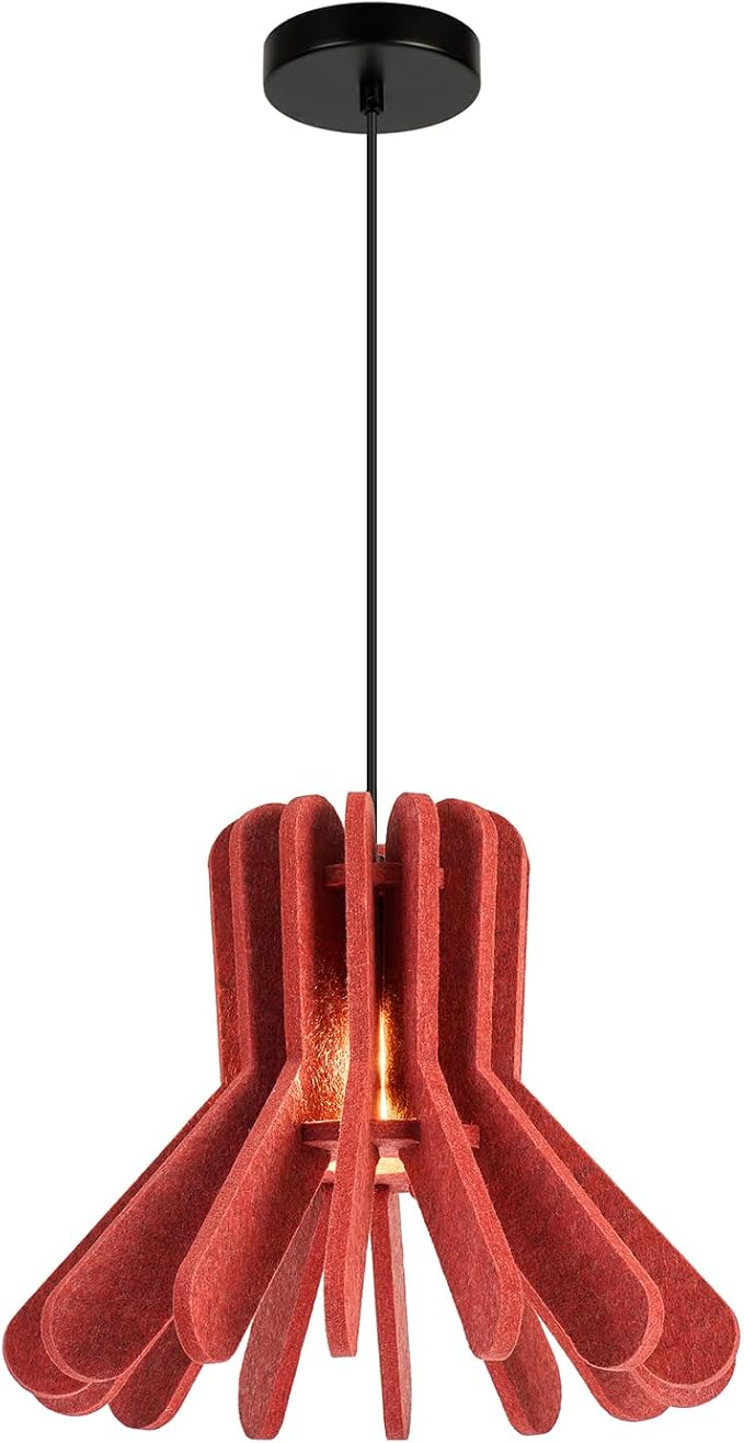 Pendant Light with Felt Lampshade, Modern Hanging Lamp Fixture, DIY Acoustic Pendant Light Chandeliers for Kitchen Island, Living Room, Dining Room, Bedroom, Office (D13.7"x10.2")