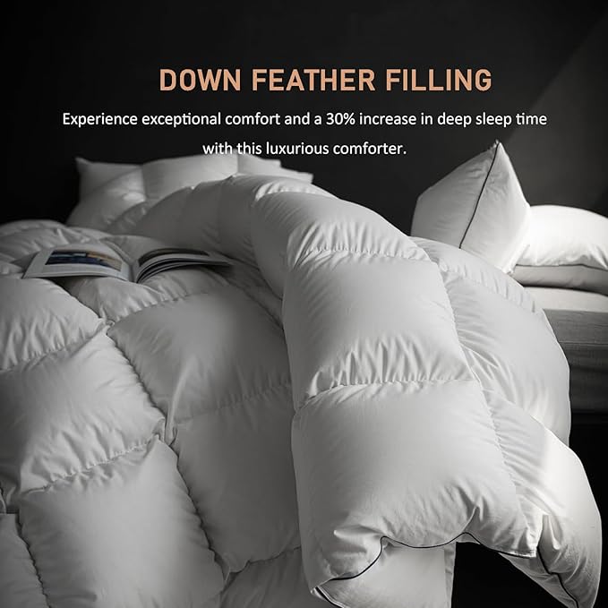 Luxury Down Feather Comforter Ultra Queen Size-Bed Comforters Duvet Insert-Ultra-Soft Hotel Collection Comforter- Queen Size(90 "X 90”)
