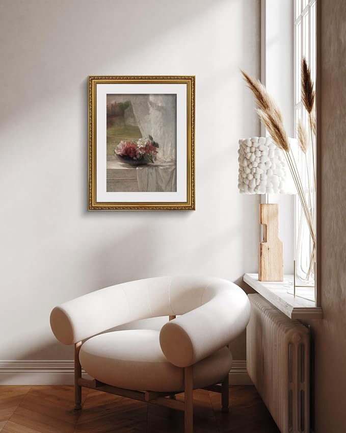 ARPEOTCY Vintage Gold Framed Large Wall Art, Nature Flower Scenery Retro Paintings, Canvas Prints Artwork with Antique Frame, Victorian Wall Pictures Decor for Living Room Gallery Room, 16x20 inch
