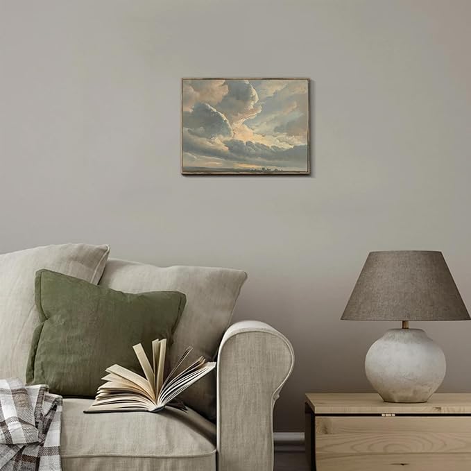 XOCUUI Unframed Canvas Wall Art Vintage Decor, Room Decor Classical Oil Painting Canvas Prints Study Of Clouds With A Sunset Near Rome Vintage Landscape Wall Art Home Decor, 8"X10"