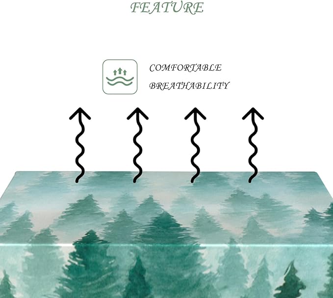 70x120 Inch Nature Rectangular Tablecloth Watercolour Pine Forest Fairyland Table Cloth Waterproof Durable Table Cover for Holiday Picnic Gaming Room BBQ Decor