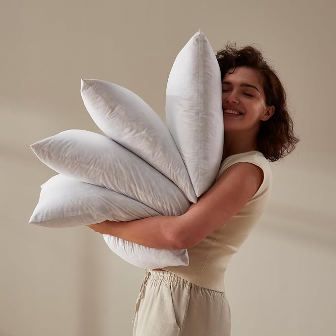 Feather Throw Pillow Insert, Soft Fluffy Square 26 x 26 Inches Decorative Pillow Insert, Feather and Down Euro Pillows for Bed, Couch and Cushion