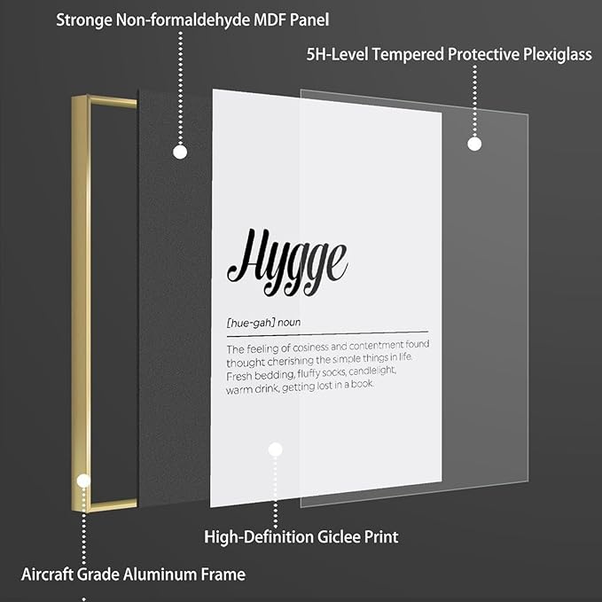 Hygge Definition Print, Family Poster, Bedroom Printable Wall Art, Living Room Typography Quote, Home Decor Poster Wall Art Bedroom Decor Office Room Kitchen Decor Aluminum Gold-style 16x24inch(40x60