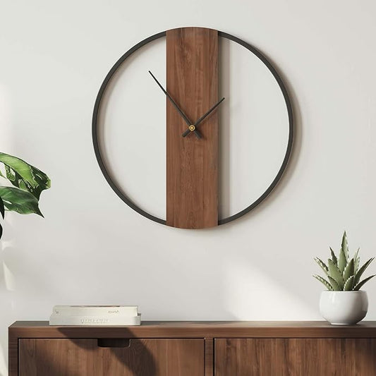 Wall Clock Decorative Modern Minimalist Wall Clocks for Living Room Decor, 16 Inch Silent Non Ticking Battery Operated Rustic Big Clock with Walnut Dial for Bedroom, Kitchen, Farmhouse, Office