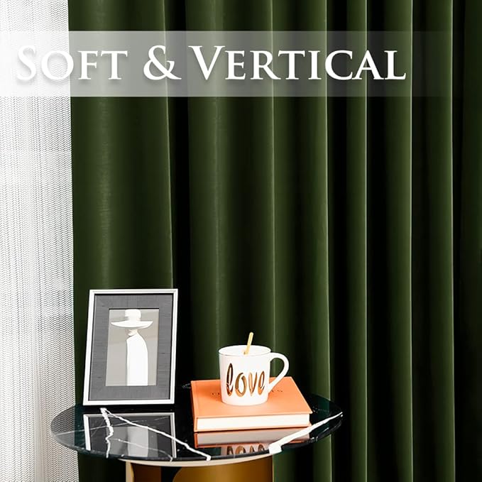 StangH Velvet Curtains 120 inches Long for Christmas Backdrops, Luxury Back Tab Thermal Insulated Window Drapes for Living Room, Privacy Room Dividers, W52 x L120, 2 Panels